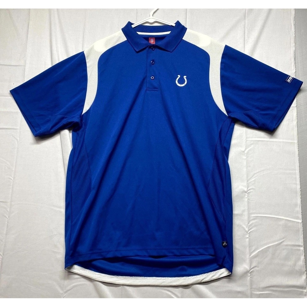 NFL Shirt Mens Large Blue White Indianapolis Colts Football Sideline Mesh Detail